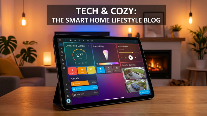 Dashboard de Home Assistant 2026.2 en tablet con dispositivos smart home