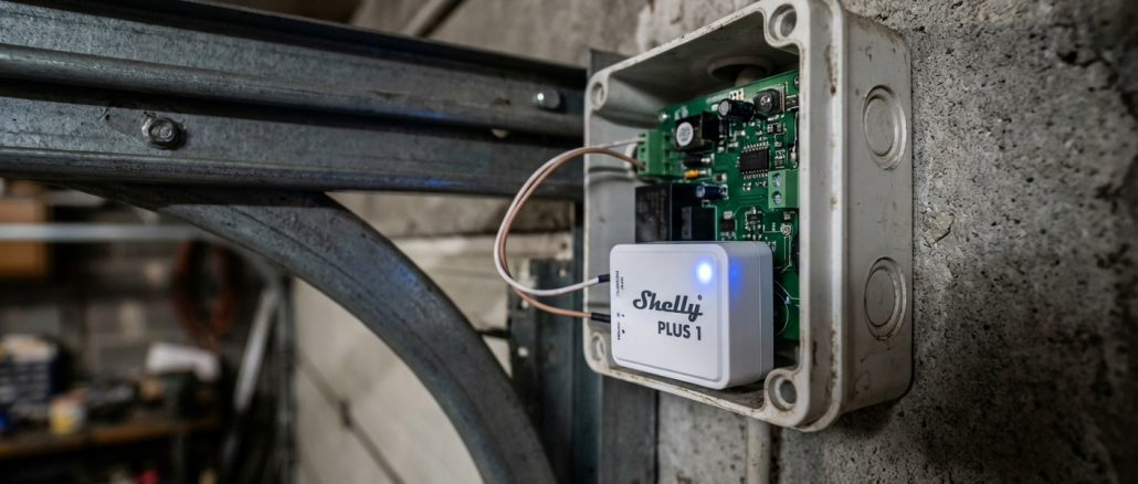 Automatizar puerta garaje - Relé Shelly Plus 1 conectado a motor de garaje
