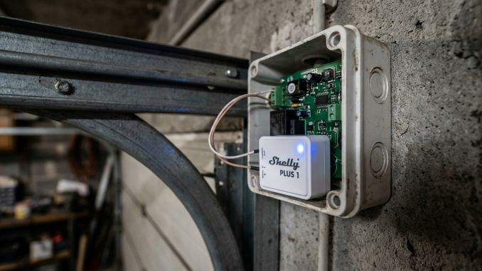 Automatizar puerta garaje - Relé Shelly Plus 1 conectado a motor de garaje