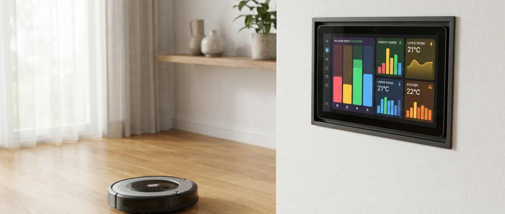 Home Assistant 2026.3 dashboard con aspiradora robot y control inteligente