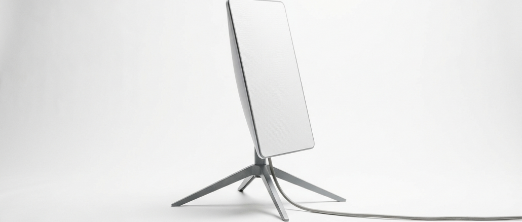 Antena Starlink Dish terminal - producto fotografía editorial