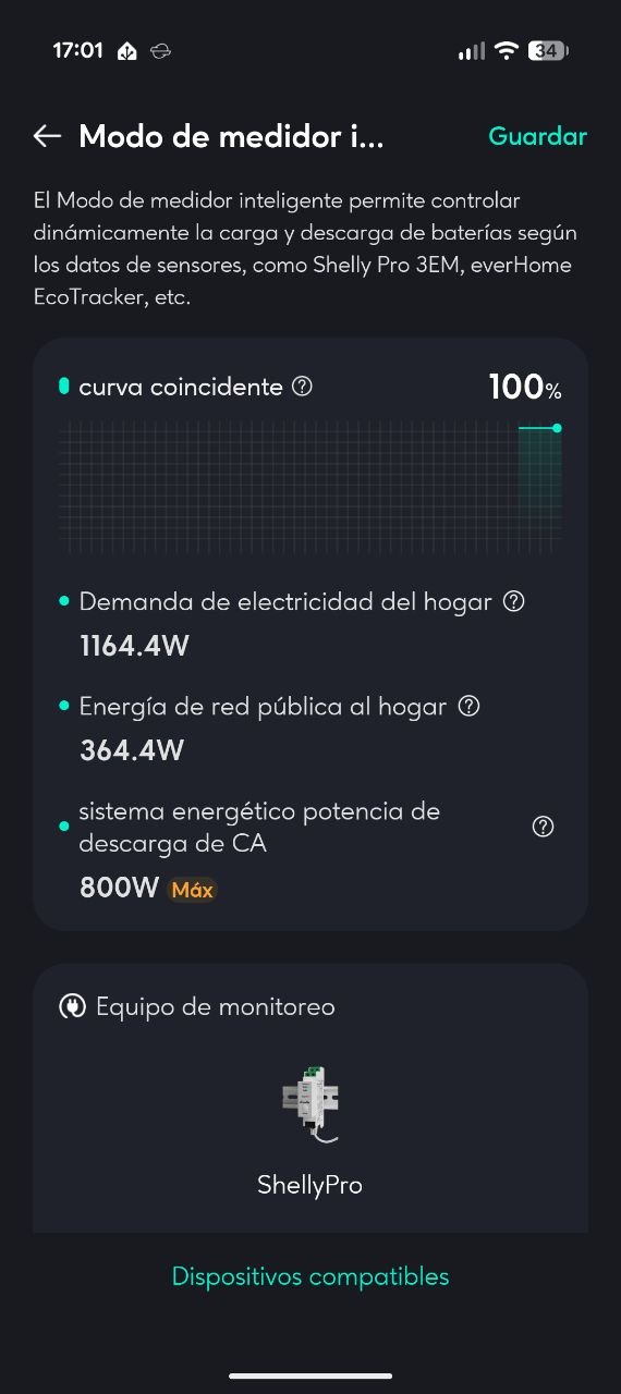 Configuración del modo medidor inteligente con ShellyPro